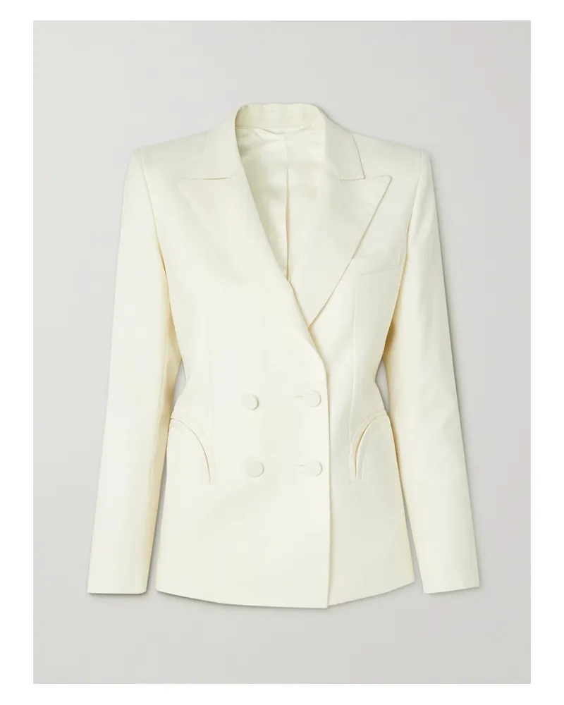 Blazé Milano First Class Charmer Doppelreihiger Blazer Aus Wolle Mit Seidenbesätzen - Creme Creme