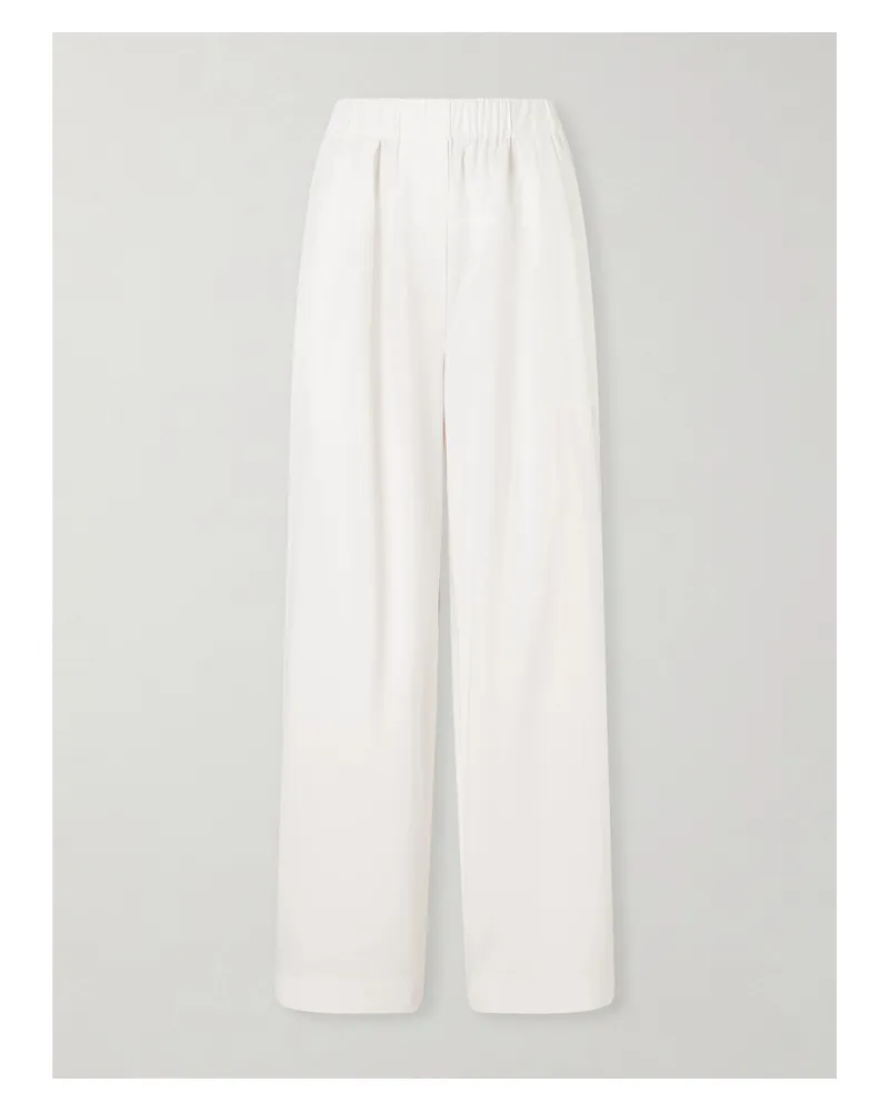 St. Agni Pleated Cotton-blend Wide-leg Pants - Off-white Off-white