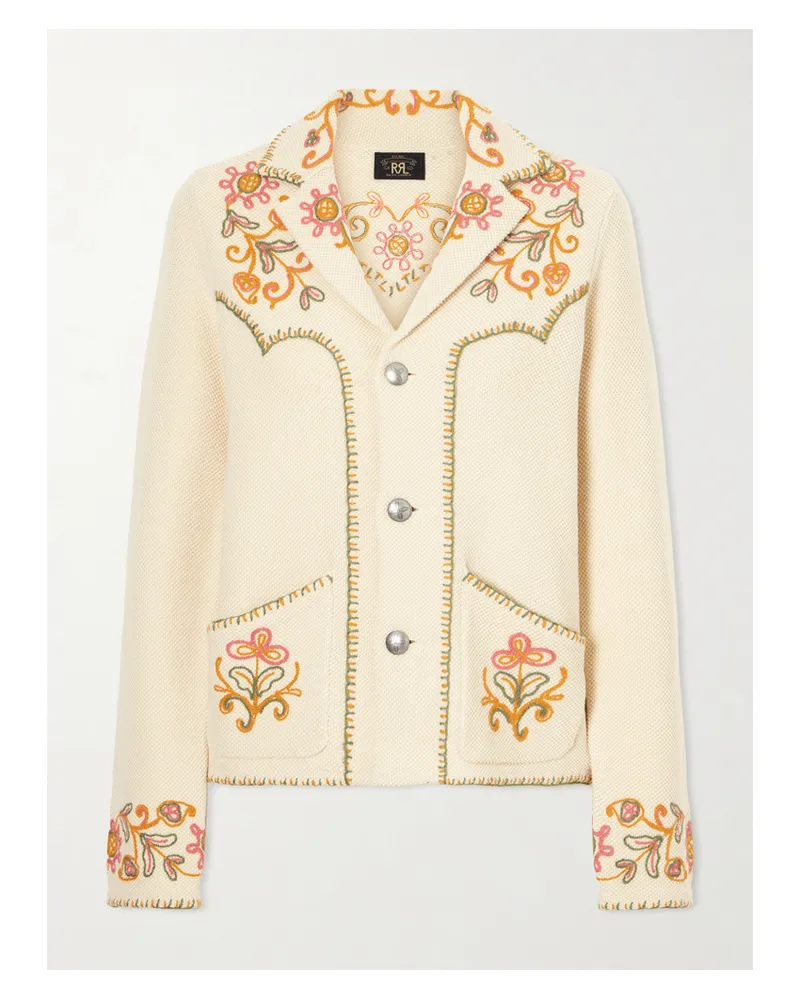 RRL Bella Crochet-trimmed Cotton And Cashmere-blend Cardigan - Neutrals Neutrals