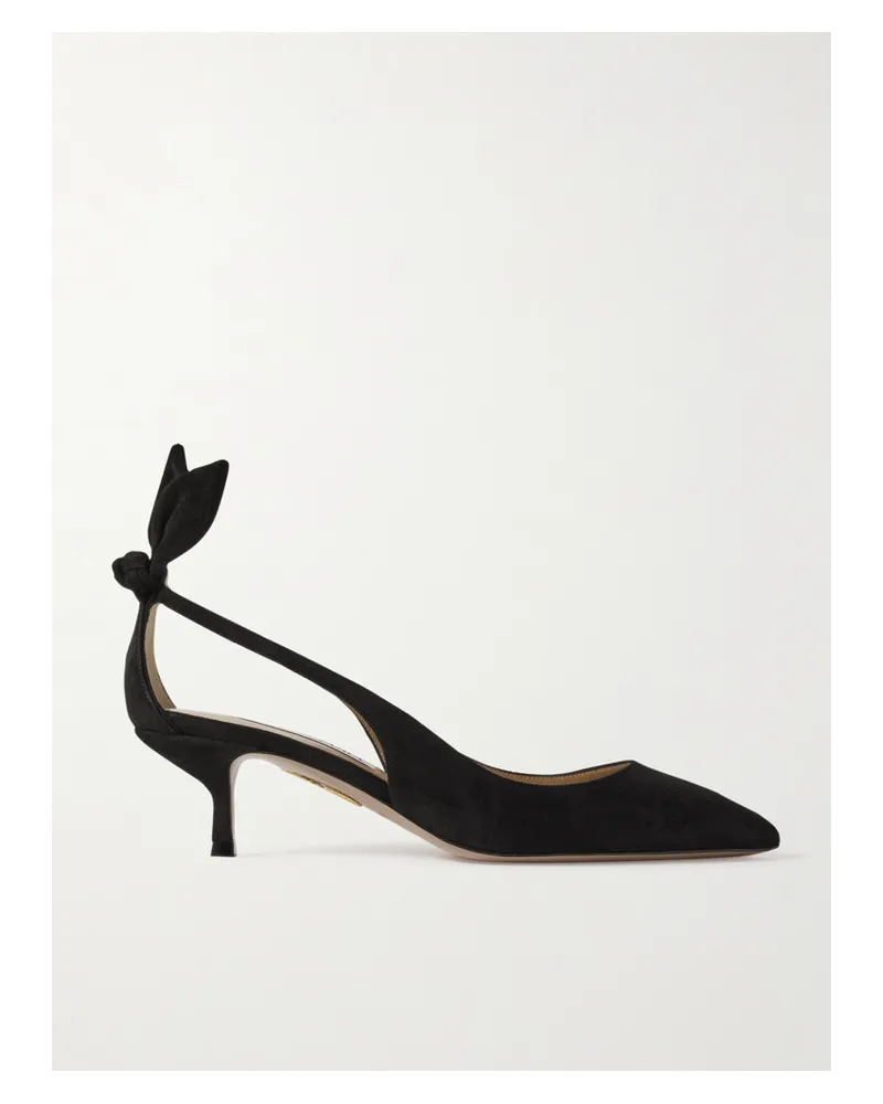 Aquazzura Bow Tie 50 Suede Pumps - Black Black
