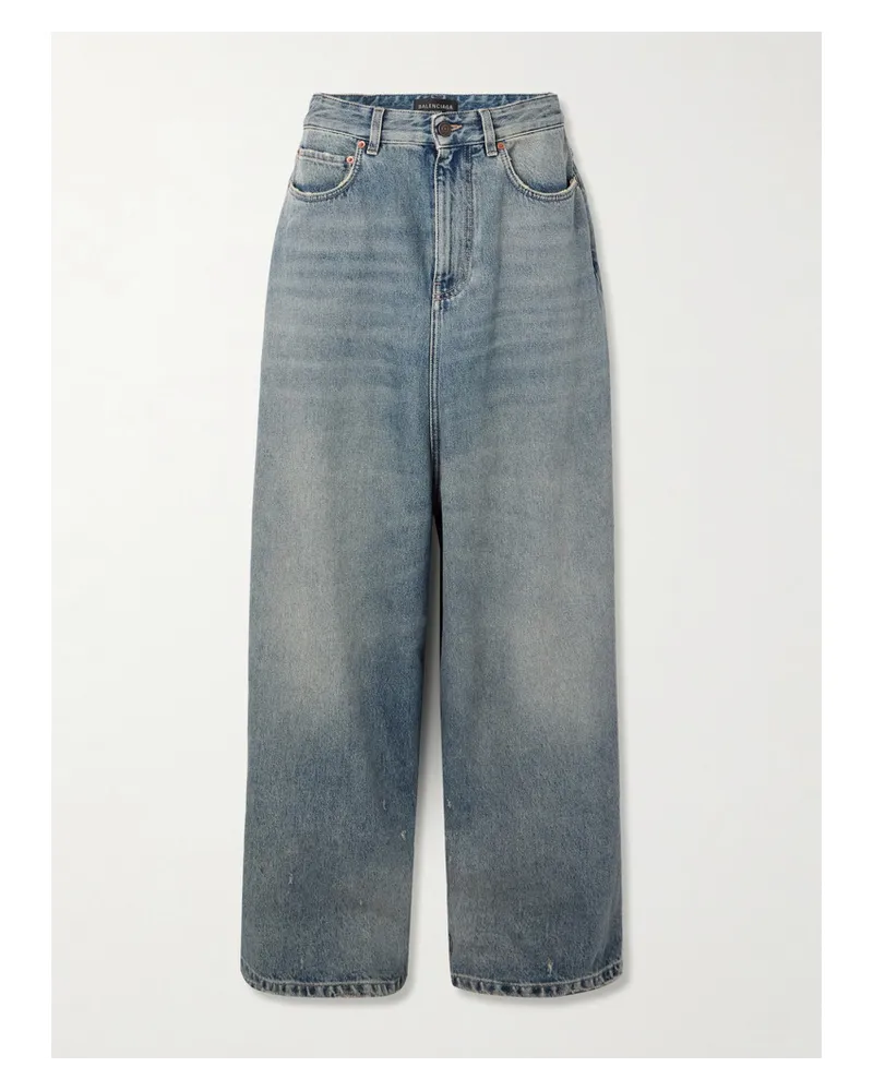 Balenciaga Oversized-jeans In Distressed-optik Blau