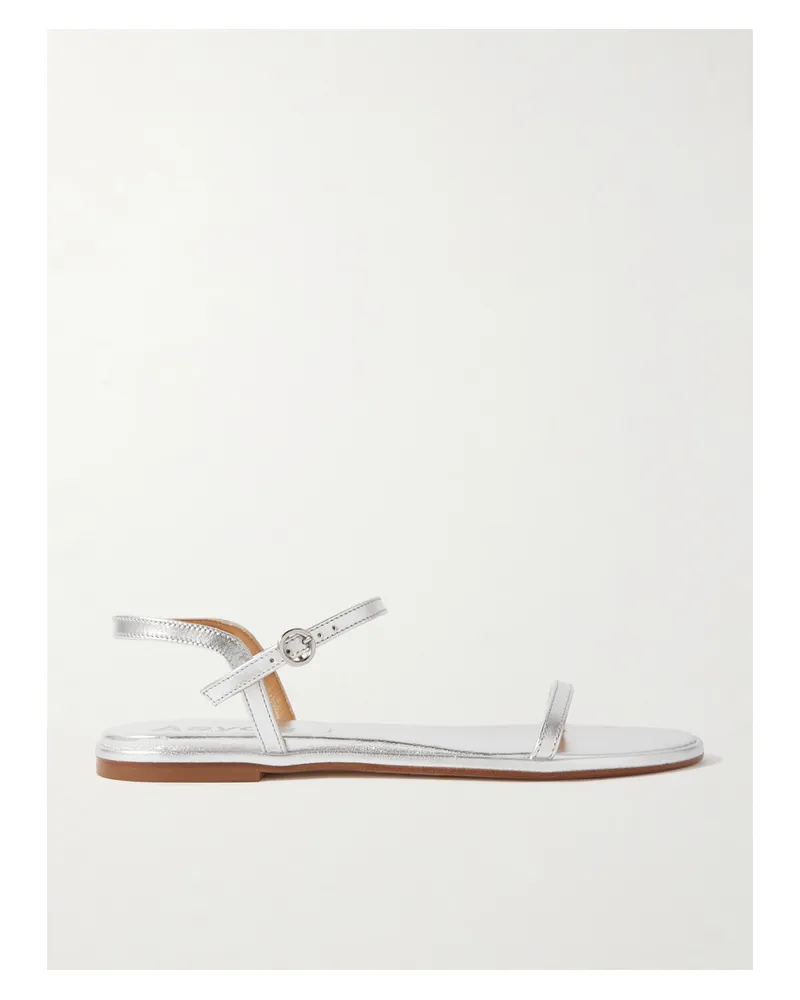 aeyde Nettie Metallic Leather Sandals - Silver Silver