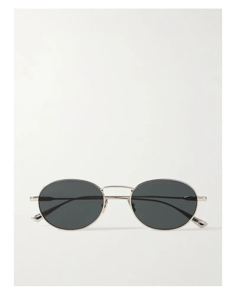 Saint Laurent Goldfarbene Sonnenbrille Mit Rundem Rahmen - Silber Silber