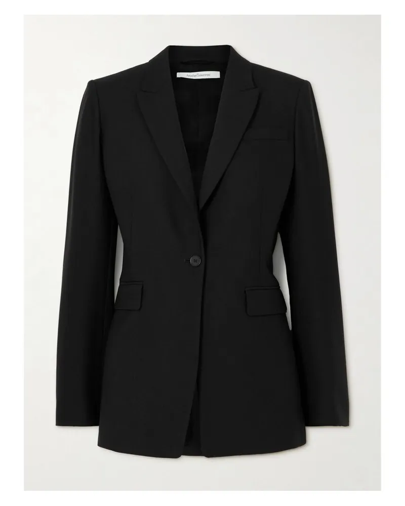 Another Tomorrow Blazer Aus Grain De Poudre Aus Wolle - Schwarz Schwarz
