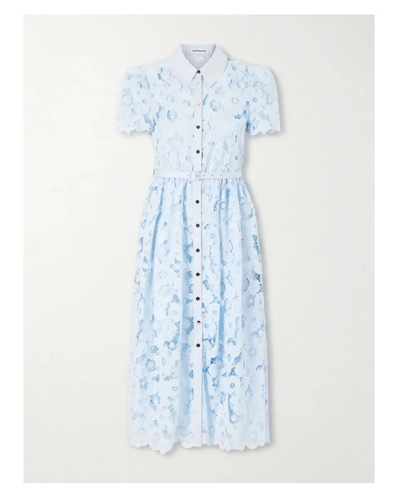 Self-Portrait Embroidered Guipure Lace Midi Dress - Blue Blue