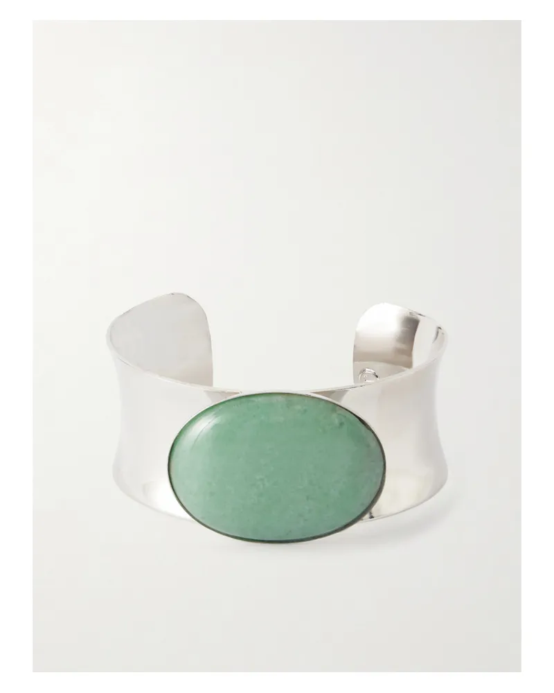 Jennifer Behr Johanna Silver-tone Aventurine Bangle - Green Green