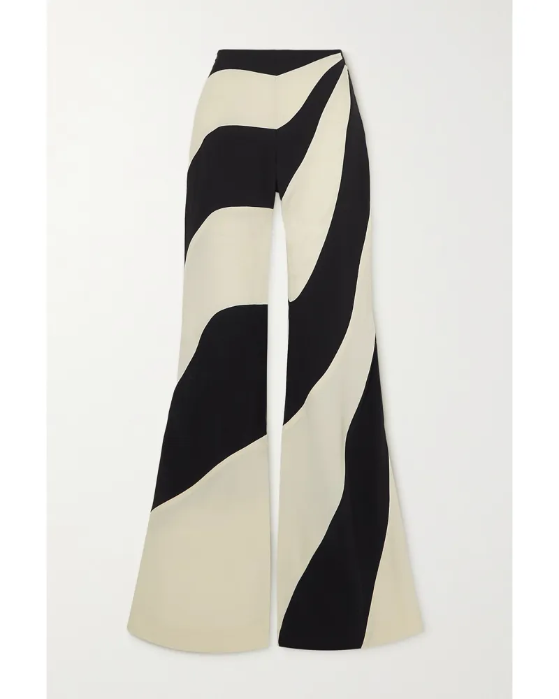 Taller Marmo Net Sustain Largo Mar Schlaghose Aus Crêpe Mit Streifen - Elfenbein Elfenbein