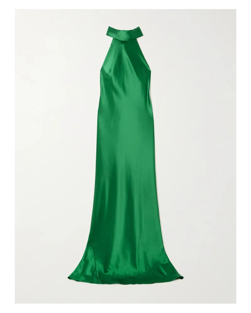GALVAN Sienna Neckholder-robe Aus Satin - Grün Grün