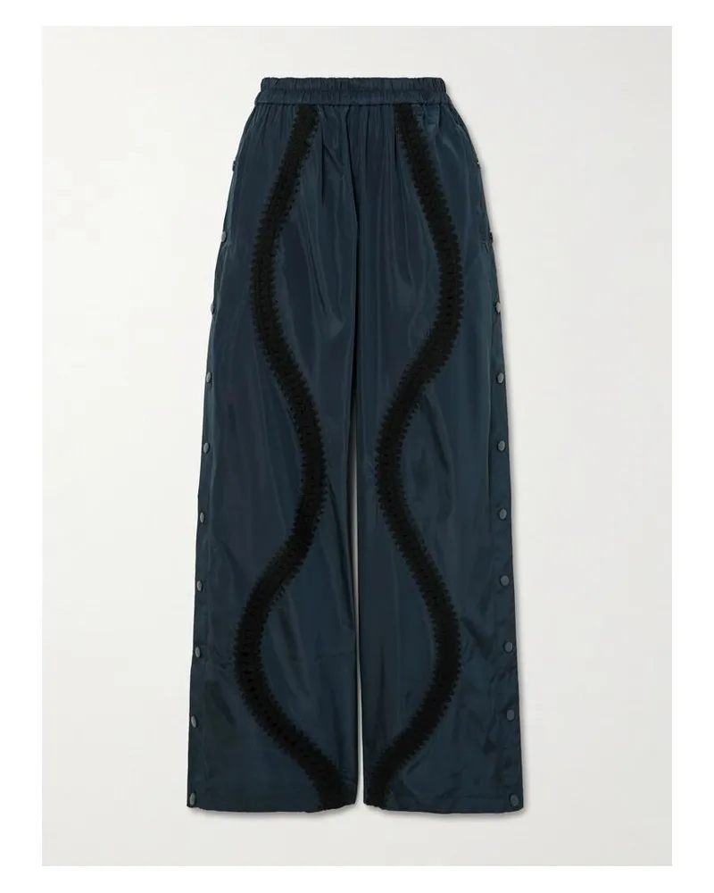 Sea Averie Hose Mit Weitem Bein Aus Shell Mit Häkelbesätzen Und Druckknöpfen - Blau Blau