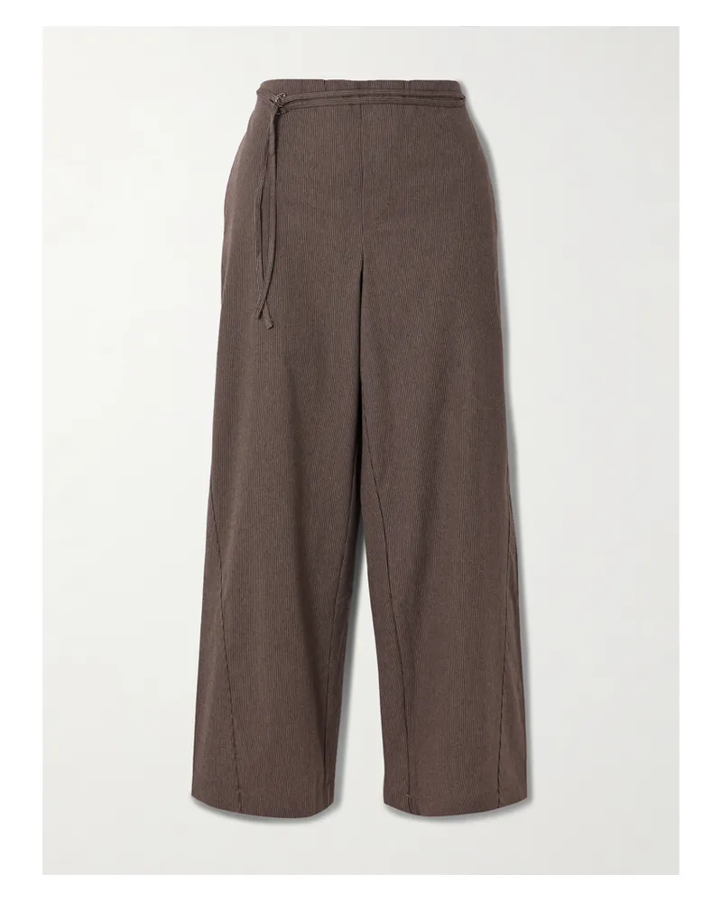 Deiji Studios Hose Mit Geradem Bein Aus Biobaumwolle Mit Nadelstreifen Und Gürtel - Braun Braun