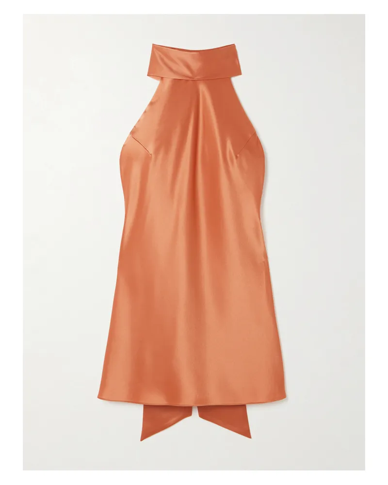 GALVAN Sienna Neckholder-minikleid Aus Satin - Orange Orange