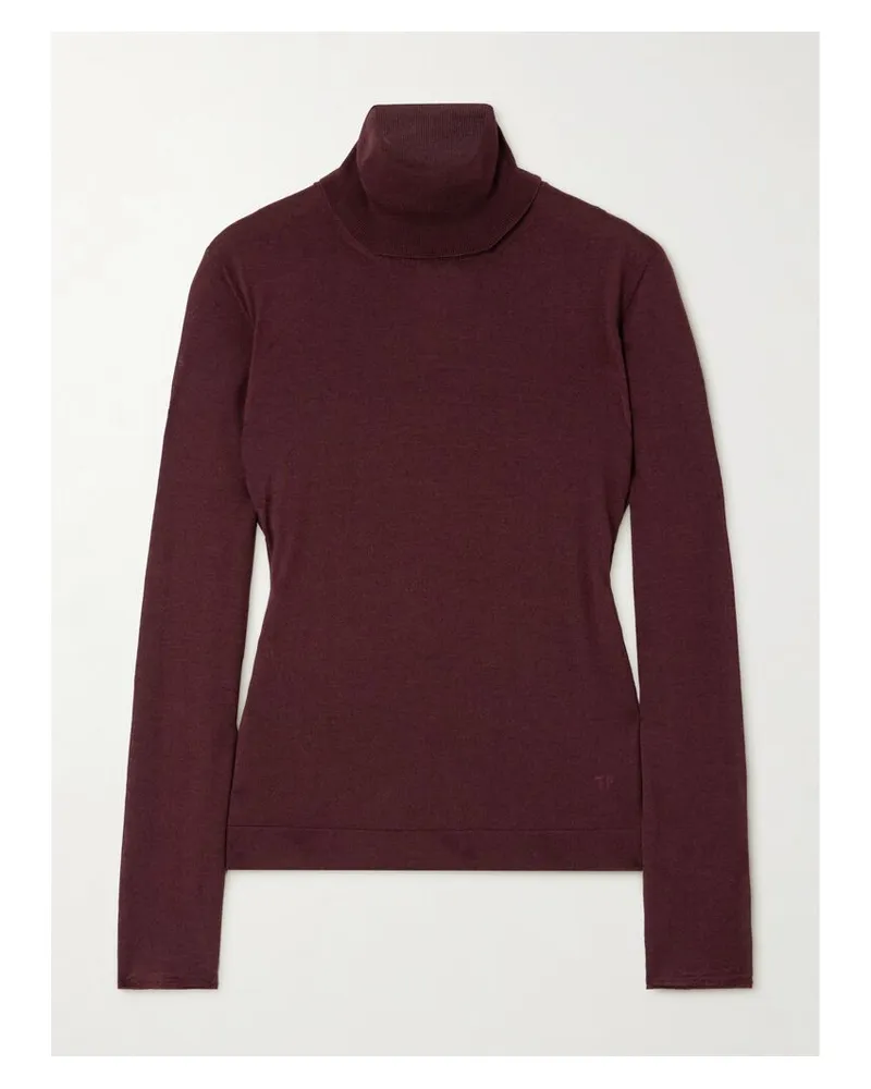 Tom Ford Rollkragenpullover Aus Einer Kaschmir-seidenmischung - Burgunder Burgunder