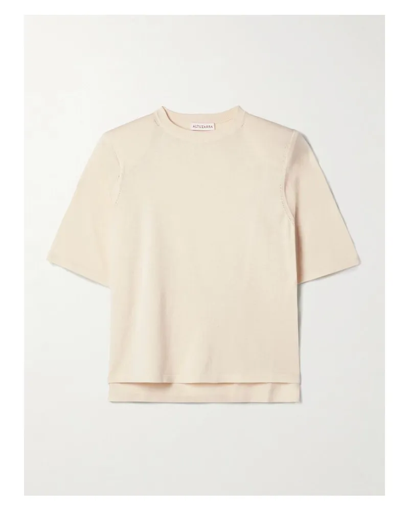Altuzarra Lilou T-shirt Aus Jersey Aus Einer Seiden-baumwollmischung - Elfenbein Elfenbein