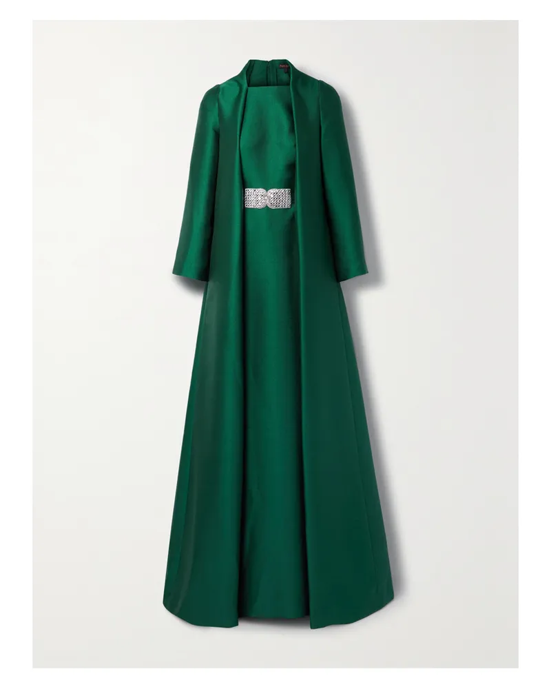 Reem Acra Mehrlagige Robe Aus Grain De Poudre Mit Kristallen - Grün Grün