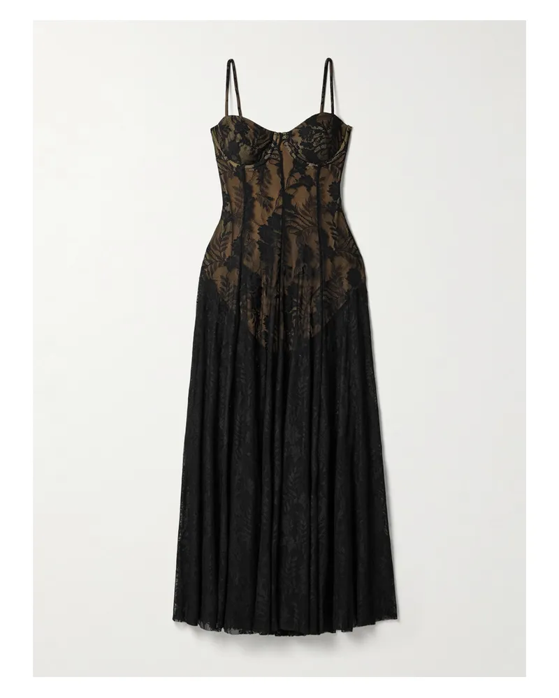 Norma Kamali Stretch-lace Midi Dress - Black Black
