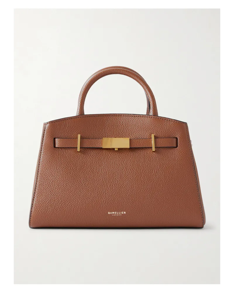 DeMELLIER The Hudson Small Textured-leather Tote - Brown Brown