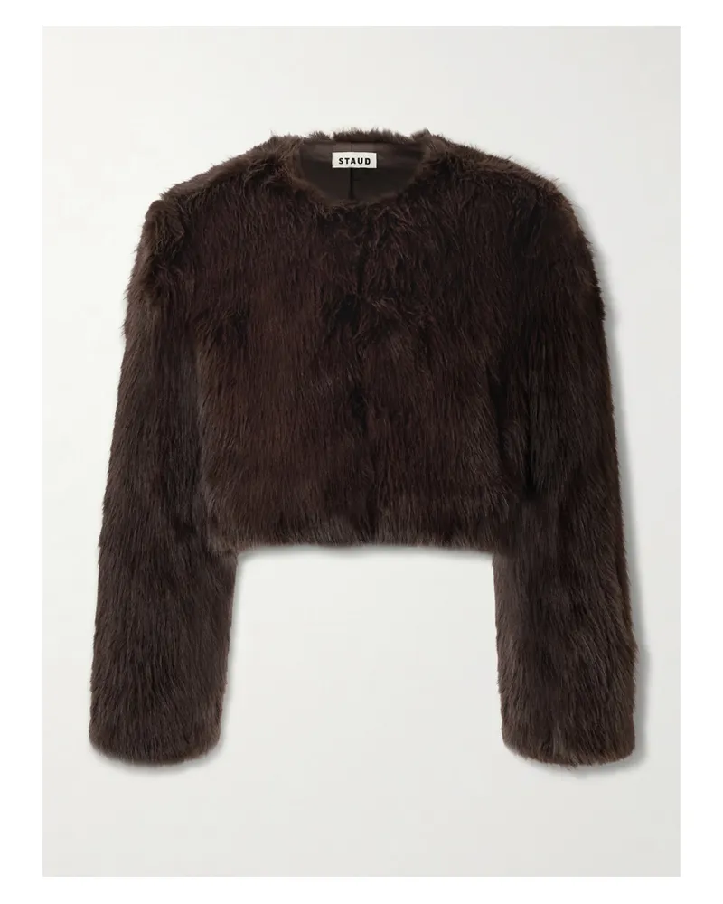 STAUD Casmira Cropped Plush Jacket - Brown Brown