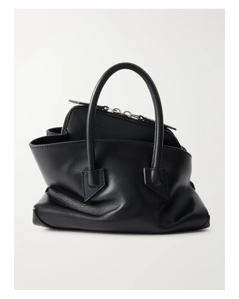 ATTICO La Passeggiata Mini Asymmetric Leather Tote - Black Black