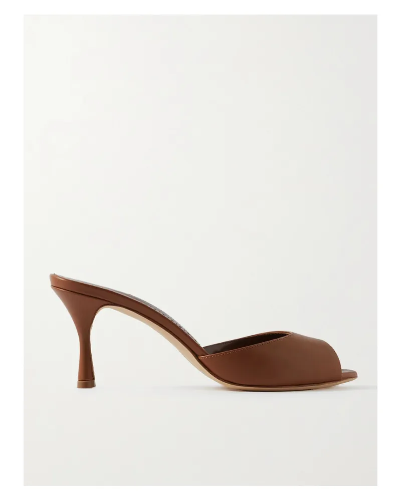 Manolo Blahnik Jada 70 Leather Mules - Brown Brown