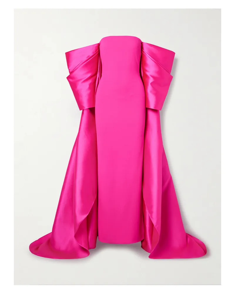 Solace London Kyla Schulterfreie Robe Aus Crêpe Und Glänzendem Twill Mit Cape-effekt - Pink Pink