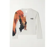 Y-3 Verkürztes Tennis-oberteil Aus Recyceltem Stretch-jersey Mit Print, Cut-outs Und Applikation - Weiß
