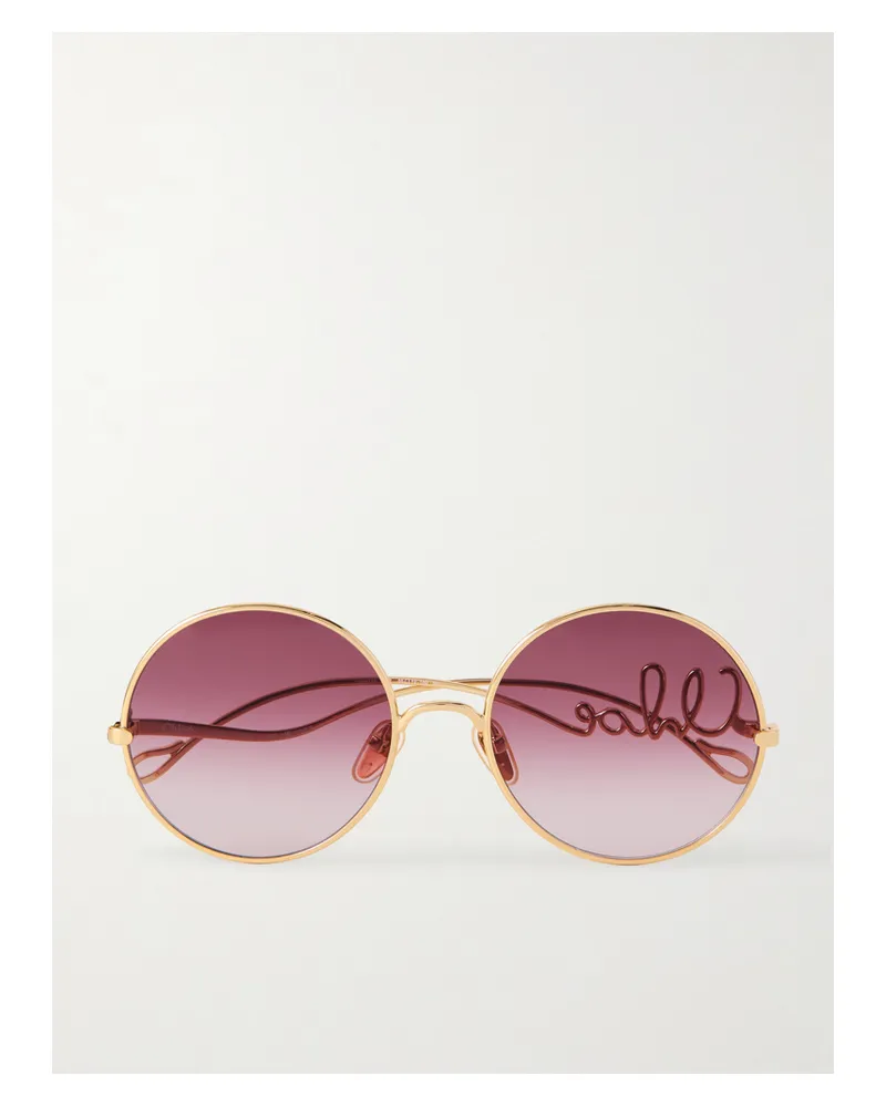 Chloé Iconic Goldfarbene Sonnenbrille Mit Rundem Rahmen Gold