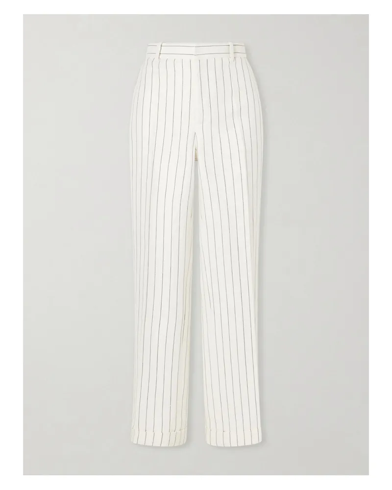 Ralph Lauren Pinstriped Hemp Straight-leg Pants - White White
