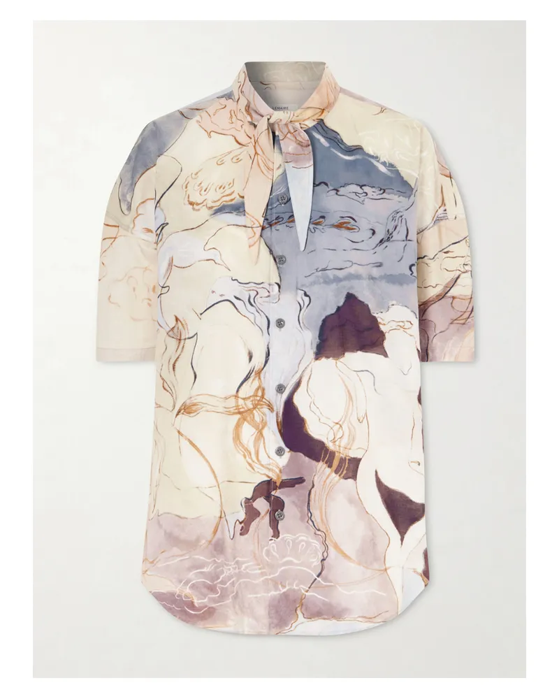 Christophe Lemaire Scarf-detailed Cotton Printed Blouse - Purple Purple