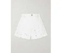 Aecia Embroidered Denim Shorts - White