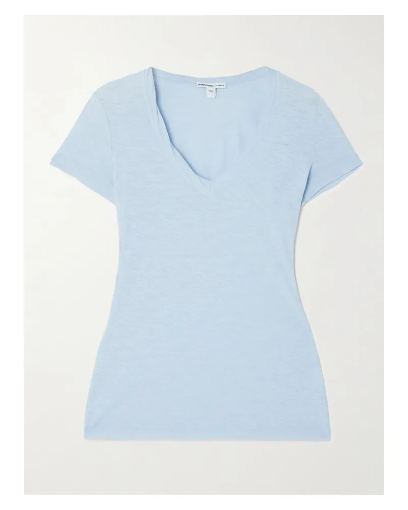 James Perse Casual T-shirt Aus Flammgarn-jersey Aus Baumwolle - Blau Blau