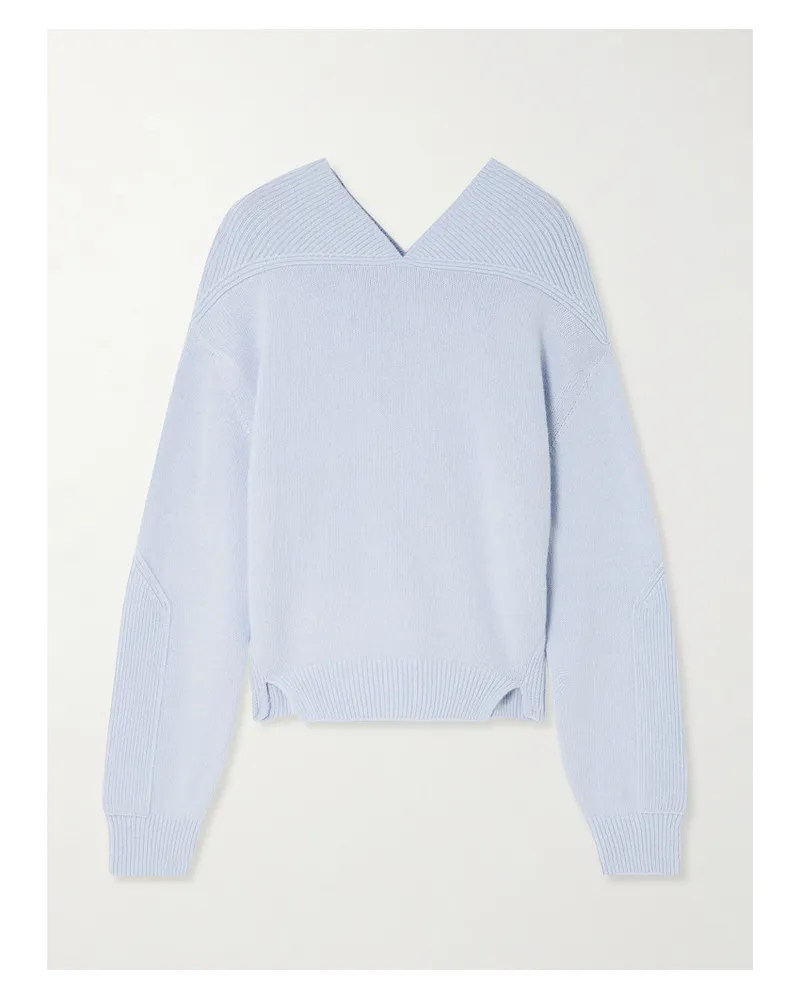 Victoria Beckham Pullover Aus Einer Gerippten Woll-kaschmirmischung - Blau Blau