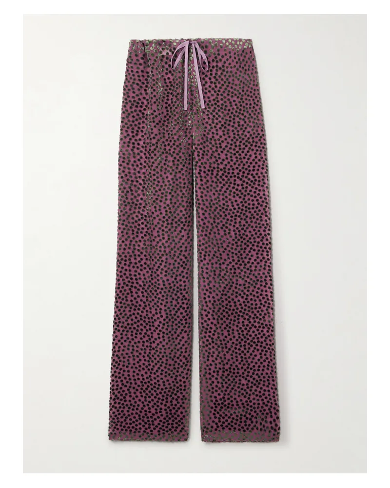 Dries van Noten Hose Mit Geradem Bein Aus Devoré-samt Mit Punkten - Pink Pink
