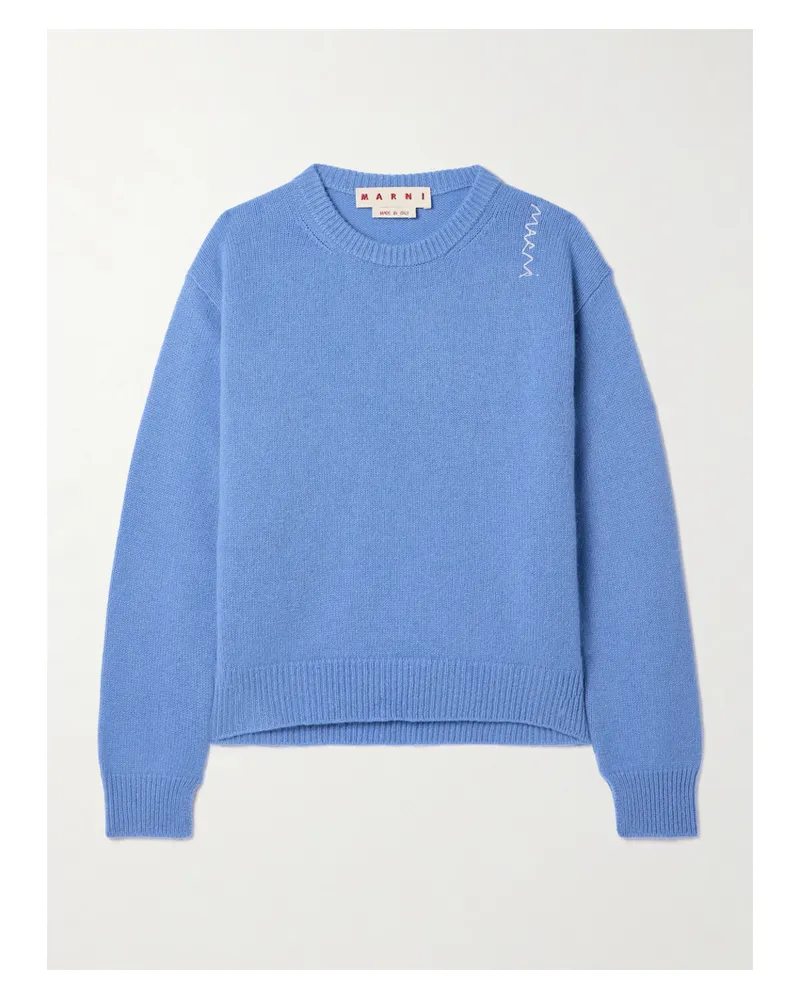 Marni Embroidered Cashmere Sweater - Blue Blue