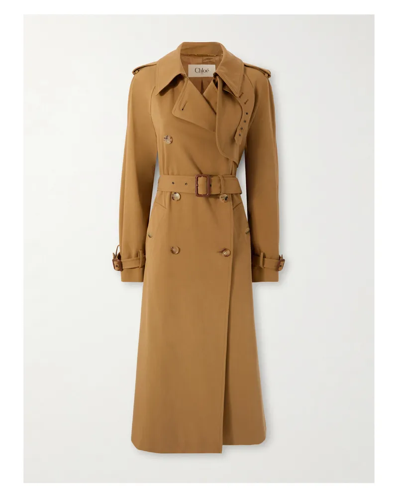Chloé Doppelreihiger Trenchcoat Aus Baumwollgabardine Mit Gürtel - Braun Braun