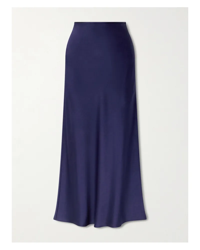 Another Tomorrow Satin Midi Skirt - Purple Purple