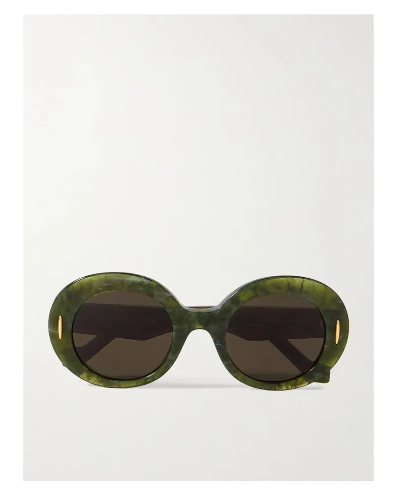 Loewe Sonnenbrille Mit Rundem Rahmen Aus Marmoriertem Azetat - Grün Grün