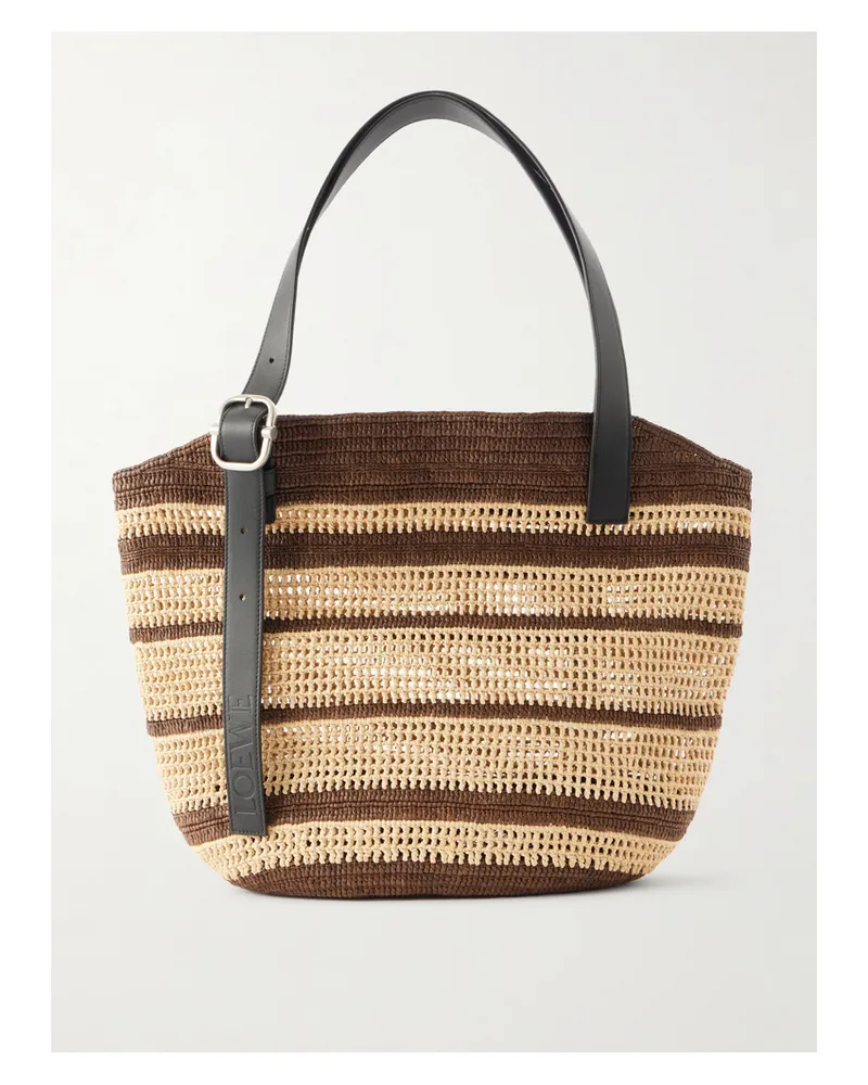 Loewe Paula's Ibiza Loop Basket Leather-trimmed Raffia Tote - Neutrals Neutrals