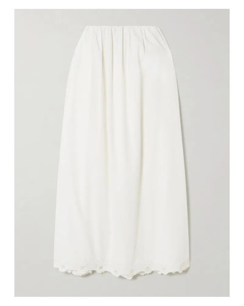 Posse Antoinette Midirock Aus Baumwoll-voile Mit Stickereien Und Wellenkante - Weiß Weiß