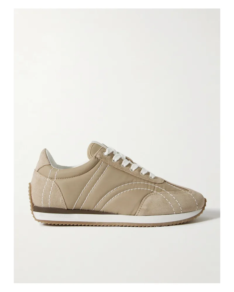 Totême The Sport Suede And Twill Sneakers - Neutrals Neutrals