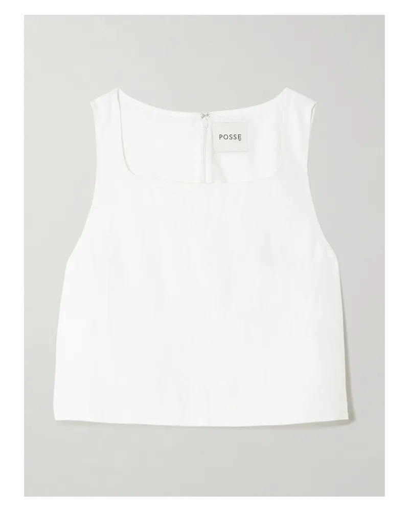 Posse Val Cropped Linen Top - Ivory Ivory