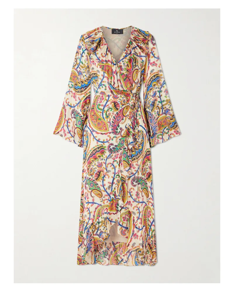 Etro Asymmetric Ruffled Paisley-print Silk Wrap Dress - Multi Multi