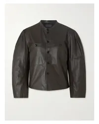 Christophe Lemaire Lederjacke Braun