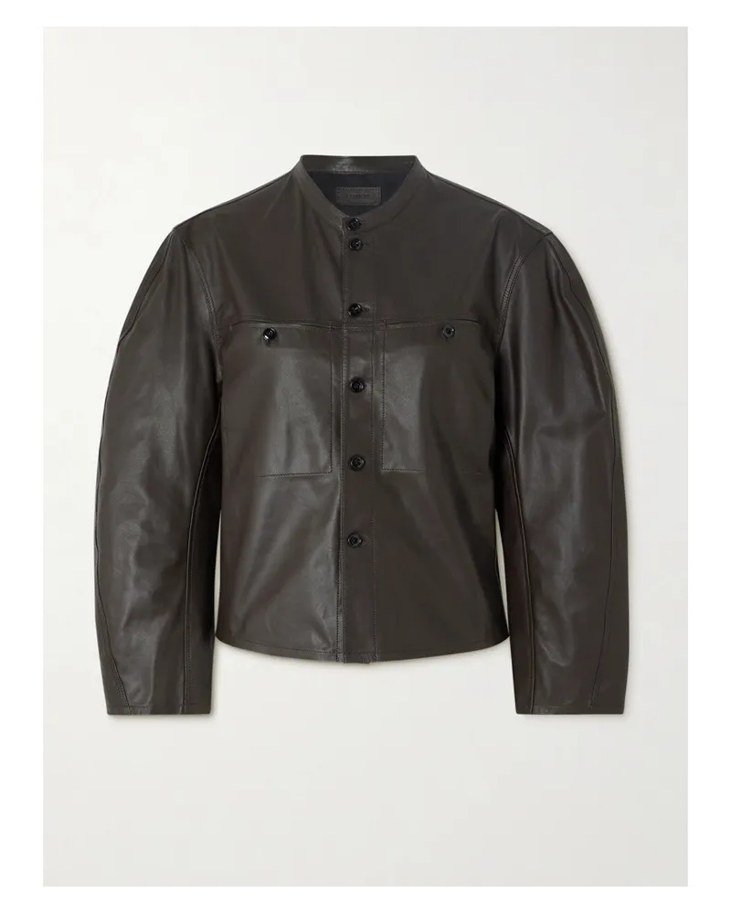 Christophe Lemaire Lederjacke Braun