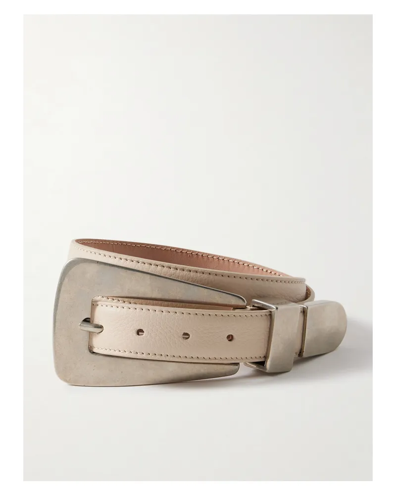 KHAITE Lucca Gürtel Aus Strukturiertem Leder - Elfenbein Elfenbein