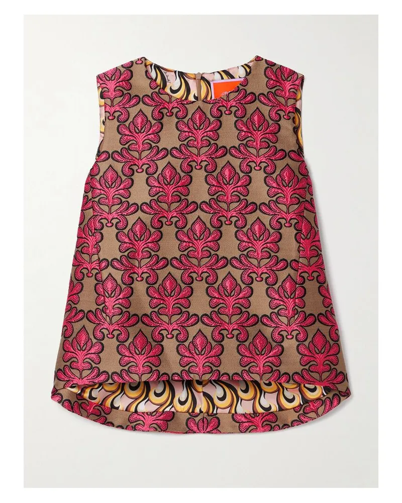 La DoubleJ La Scala Asymmetrisches Oberteil Aus Jacquard Aus Einer Baumwollmischung - Pink Pink