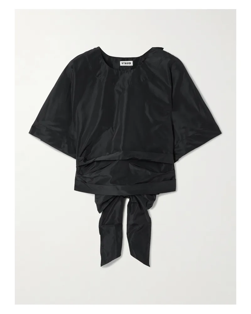 STAUD Michelina Tie-detailed Taffeta Top - Black Black