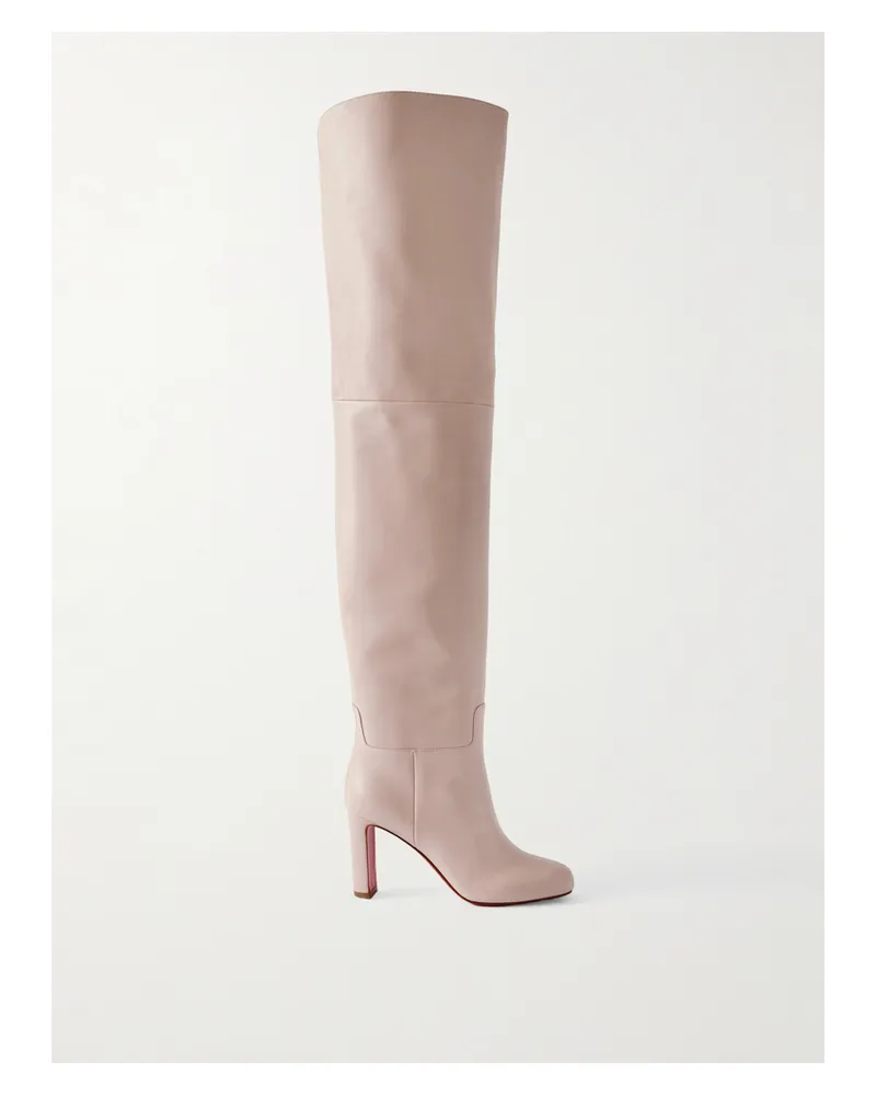 Christian Louboutin Loo 85 Leather Over-the-knee Boots - Cream Cream