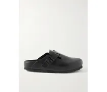Boston Clogs Aus Leder Mit Velourslederbesatz - Schwarz