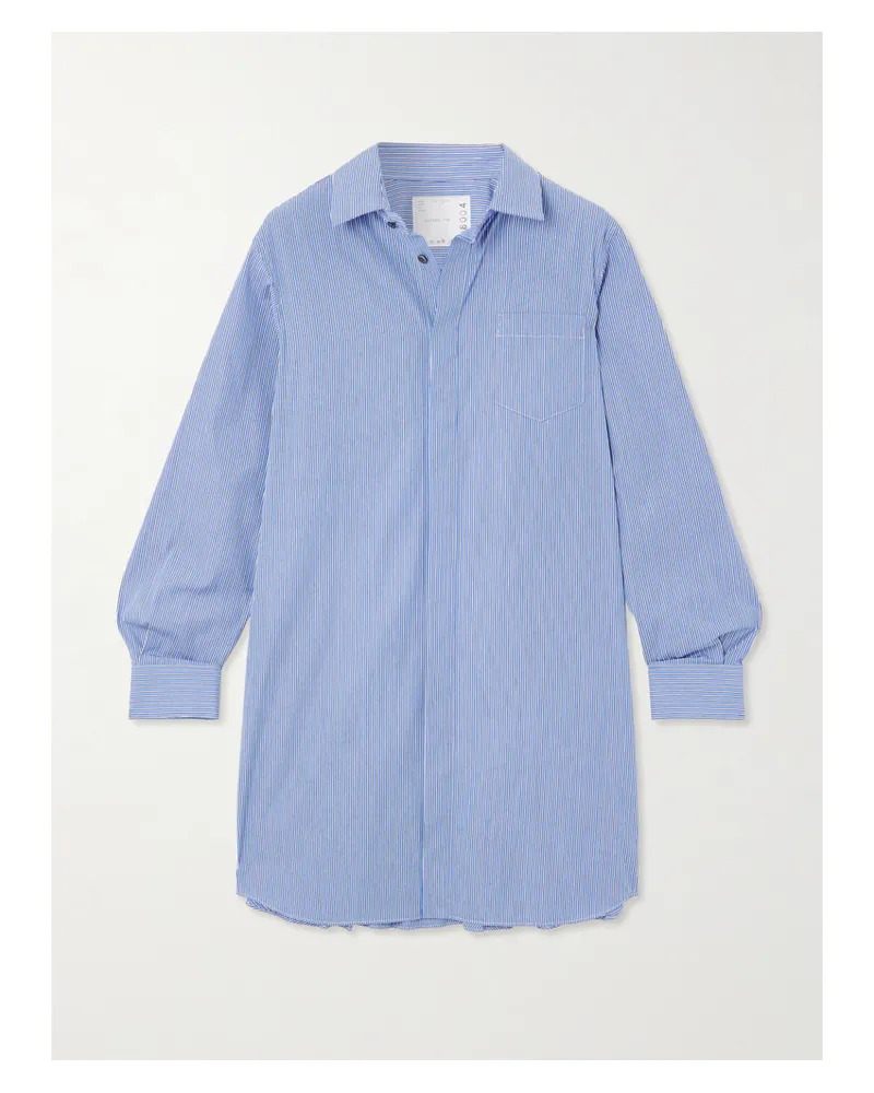 Sacai Hemdblusenkleid Aus Gestreifter Popeline - Blau Blau