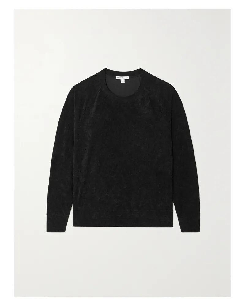 James Perse Sweatshirt Aus Samt In Knitteroptik - Schwarz Schwarz